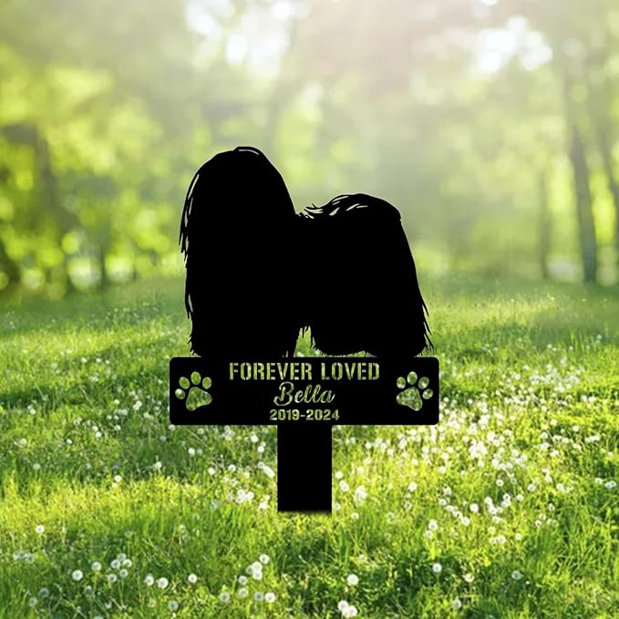 Custom Puli Dog Metal Memorial Garden Stake Personalized Pet Grave Marker Name Sign Remembrance Stake Decor Sympathy Dog Loss,Outdoor Statues for Yard Garden Lawn Patio Pathway Grave Ornament.