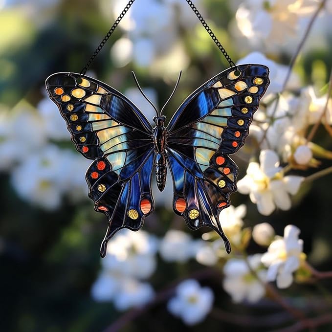 Black Swallowtail Butterfly Suncatcher Acrylic Window Hangings Unique Garden Gift for Mom Handmade Modern Home Decor Suncatchers Windows Indoor Hanging