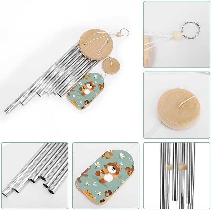 Large Aluminium Wind Chimes 20.5" Inches Cartoon Animal Patterns Wind Chimes for Outside Memorial Wind Chimes Sympathy Wind Chime for Outdoor Garden Patio Decoration