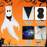 Halloween Decorations Outdoor Indoor, 2 Pack Light Up Ghost Decorations with LED Lights, Hanging Ghost Halloween Decor for Yard Porch Garden Lawn Party (2B-2Pack)
