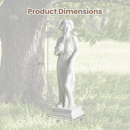 Giantex 31.5" Greek Goddess Statue with Bird, Roman Style Outdoor Garden Statue, Mythology Sculpture with Antique Finish, Weather-Resistant Magnesium Oxide Yard Decor for Patio, Lawn, Courtyard