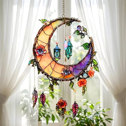 Reading Ghost Teacup Acrylic Suncatcher, Bookish Suncatchers for Window Hanging Ornament, Art Garden Decor for Book Lover Reader Bookworm, Gifts for Mother's Day, Mom, Grandma, Wife, Women, Nana