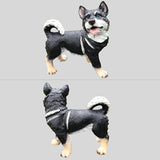 Outdoor Husky Dog Statue with Interchangeable Welcome sign and Detachable Solar Lantern –LED Light Garden Dog Sculpture Décor Garden Statue Outdoor dog statueCute Puppy Design for Yard Porch Gift