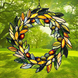 Mistletoe Wreath Acrylic Suncatcher Stained Glass Effect Window Car Hanging Christmas Ornament Indoor Outdoor Decor Garden Sun Catcher Panel for Christmas Lover for Women Mom Grandma