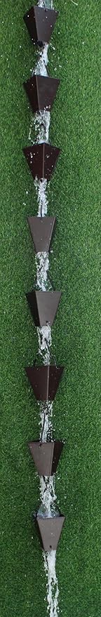 KAM Home Bronze Tapered Square Cups Rain Chain with Installation Kit (Brown, 8.5)