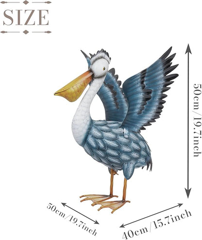 TERESA'S COLLECTIONS Pelican Outdoor Statues for Patio Decor,19.7" Metal Coastal Ocean Spread Bird Garden Statues & Sculptur for Yard Decorations Outdoor,Garden Decor for Outside Porch,Gifts for Mom