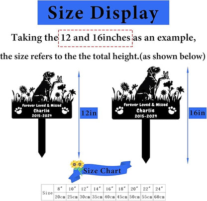 Custom Labrador Dog Memorial Grave Marker,Personalized Metal Flora Dog Memorial Stake,Dog Memorial Plaque Burial Stake Engraved Sign,Sympathy Grave Stake for Lost Dog,Dog Statue Headstone