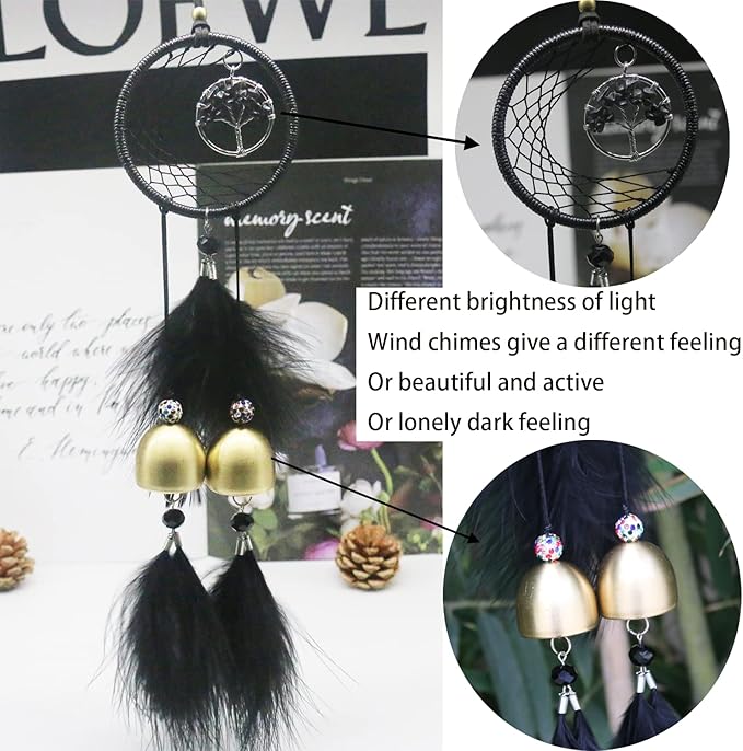 Dreamcatcher Wind Chimes, Handmade Feather Indian Round Net Chimes, Creative Balcony, Study, Bedroom Hanging Decoration