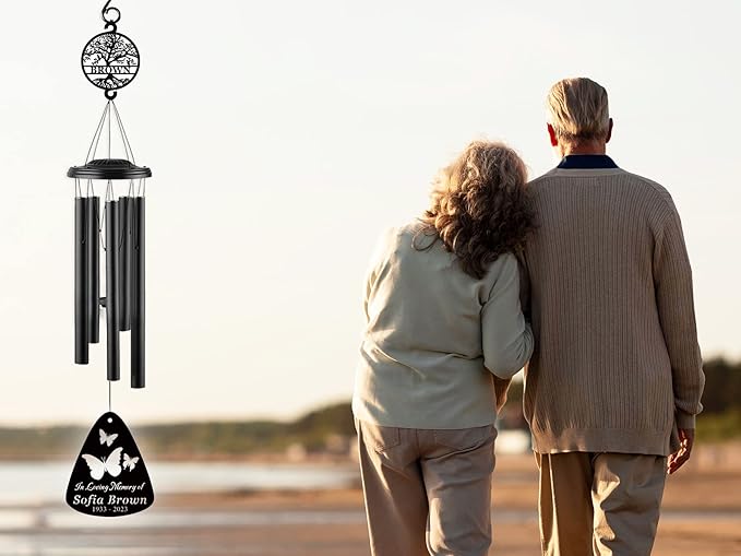 Personalized Butterfly Memorial Wind Chime, 37" Custom Butterfly Wind Chime, Personalized Bereavement Gifts for Loss Of Father, Remembrance Wind Chime,Personalized Sympathy Wind Chimes…