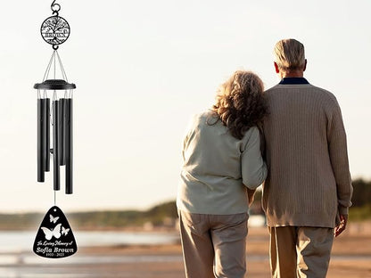 Personalized Butterfly Memorial Wind Chime, 37" Custom Butterfly Wind Chime, Personalized Bereavement Gifts for Loss Of Father, Remembrance Wind Chime,Personalized Sympathy Wind Chimes…