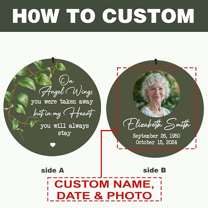 ASTARIN Customized Wind Chimes Memorial, Sympathy Gifts for Loss of Mom Dad Son, Grief Gifts for Women, Condolences Wind Chime Gift Idea, Wooden Windchime Deep Tone(Produced in USA)