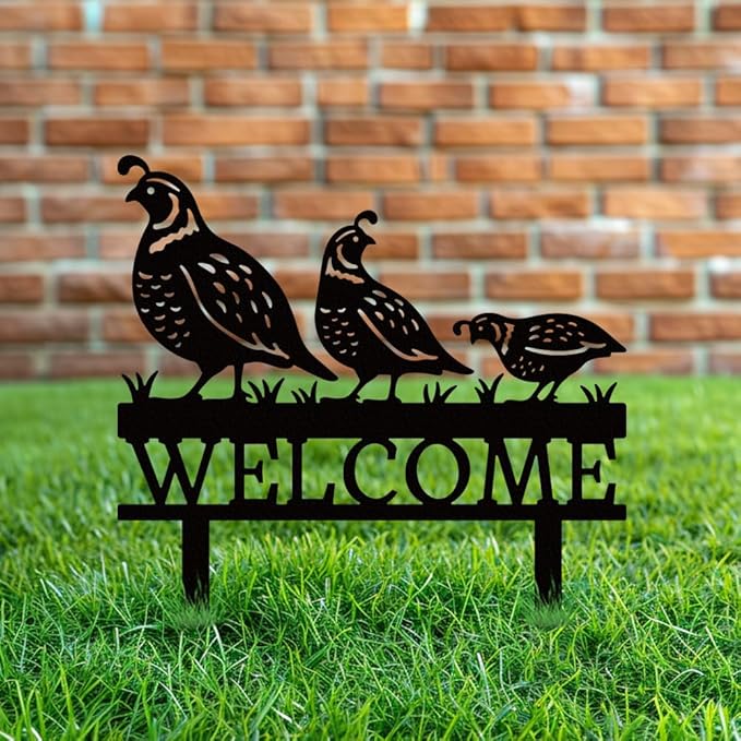 WADORN Black Quail Metal Decorative Garden Stakes, Bird Lover Gifts for Women Mom Grandma Beloved Unique Welcome Metal Birds Yard Art Sculptures Decor for Home Garden Backyard Outdoor Lawn Ornaments