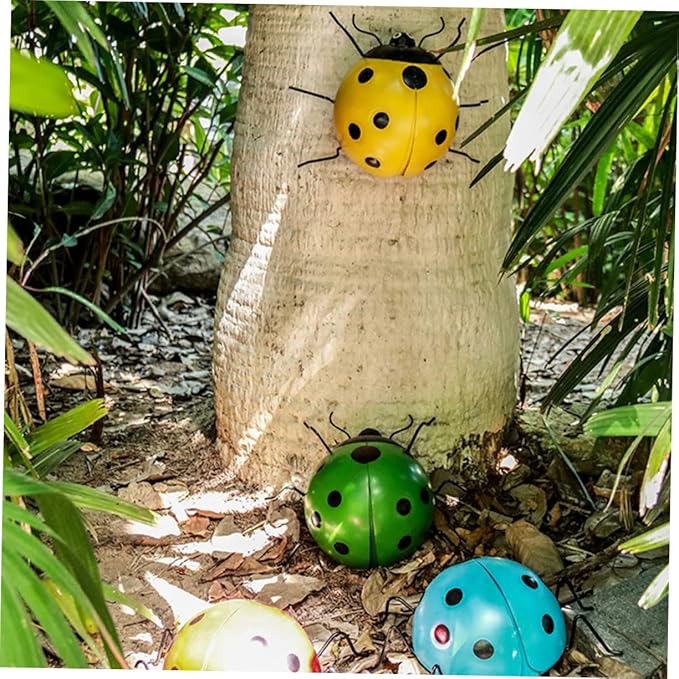 Homoyoyo Large Artificial Ladybug Pendant Creative Iron Garden Ornament for Home Decor Holiday Garden Lovers and Ladybug Enthusiasts