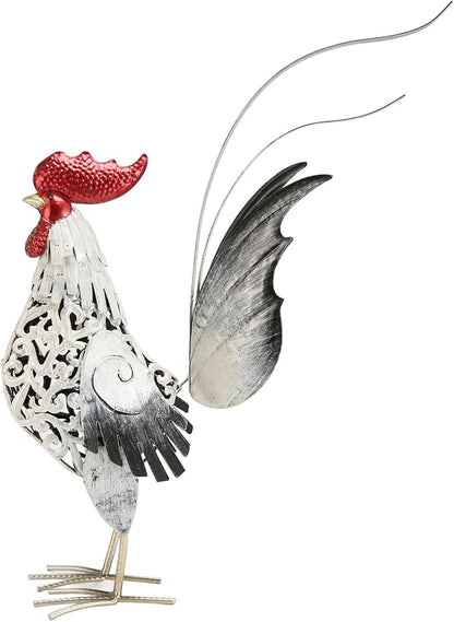 Chicken Decor, 15.6 x 19.7 x 4.6in Iron Garden Sculptures Statues Rooster Decor Extra Large Outdoor Sculptures Metal Yard Decor Ornaments Outdoor Sculpture, Rooster Ornament