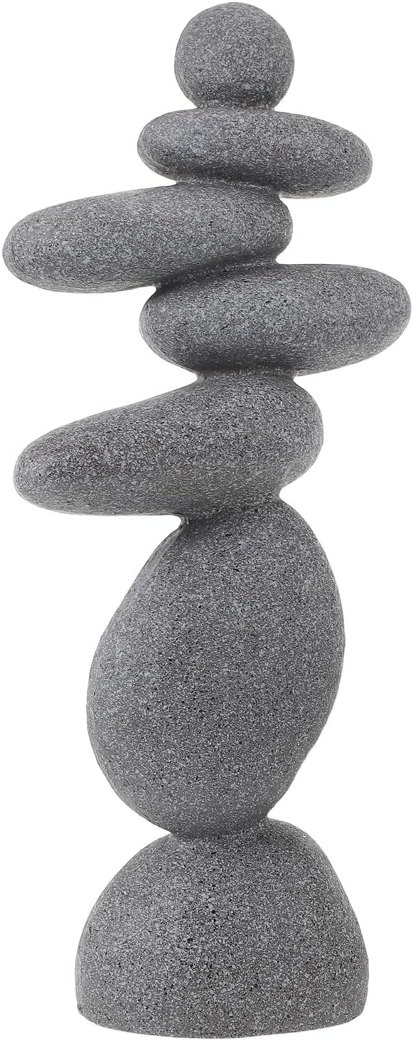 DECHOUS Large Stacked Rocks Sculpture, 16.5 Inch Tall, Resin Rock Cairn Stone Stacked Zen Garden Balanced Stone Statue for Indoor Outdoor Patio Home Meditation Decor