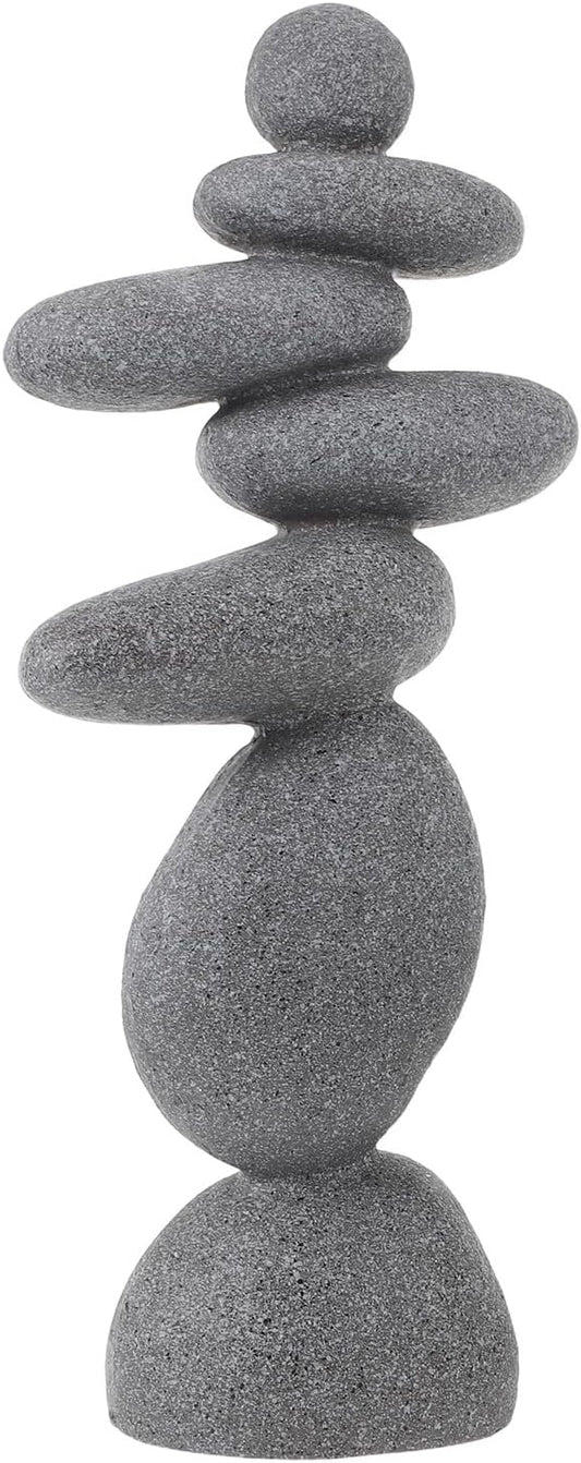 DECHOUS Large Stacked Rocks Sculpture, 16.5 Inch Tall, Resin Rock Cairn Stone Stacked Zen Garden Balanced Stone Statue for Indoor Outdoor Patio Home Meditation Decor