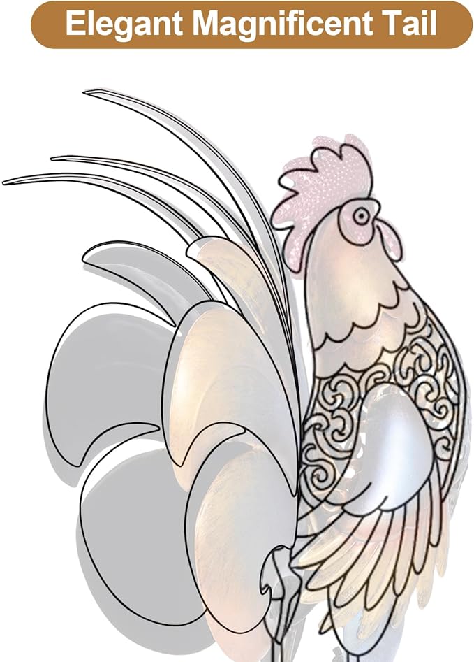 Rooster Garden Statues,Vintage Chicken Statue for Outdoor Decor, Regal Mighty Metal Rooster,Perfect Handmade Gift for Housewarming, Friends, Garden Lover