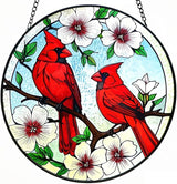Cardinal Stained Glass,Red Bird Suncatcher for Window,7.8" Stained Glass Window Hanging,Cardinal Gift for Women,Hanging Stained Glass Home Decor