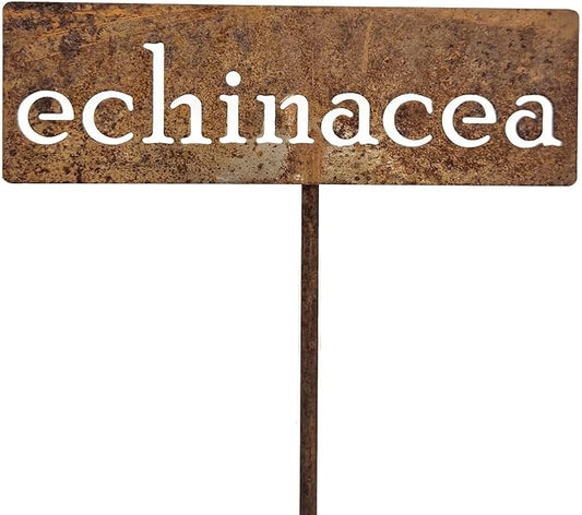 Classic Metal Garden Markers 19 Inches Tall (echinacea, Naturally Rusted)