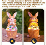 Fairy Garden Statues,Fairy Garden House with Solar Powerd Night Light,Yard Decorations Outdoor Fairy Garden Accessories Decor for Outside (Rabbit Flower Basket)