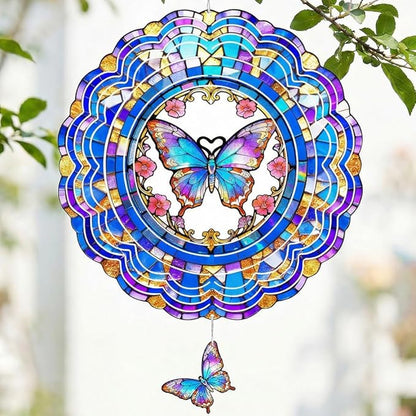 Butterfly Wind Spinner Outdoor Hanging for Yard Garden for Women Mom Grandma Birthday,12 inch 3D Hanging Wind Sculptures Metal Wind Spinners for Outside, Garden, Patio, Yard Decor