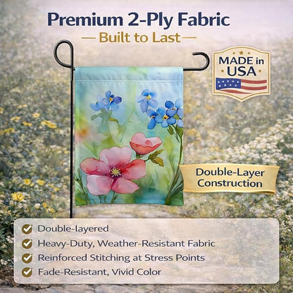Caroline's Treasures Alaska Forget-me-nots in Watercolor Garden Flag Mailbox Flag Decorative Yard Flag Banner Outside Patio Artwork Yard Flower Beds, Garden Size, Multicolor