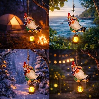 Rossesay Solar Hanging Gnome Statue 6.3" H Climbing Gnomes with LED Lantern Hook Waterproof Hanging Gnomes Outdoor Decor Tree Yard Porch Wall Decoration Birthday Gift for Mom Women