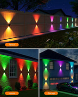 8 Pack Color Changing Solar Powered Fence Lights Outdoor Waterproof Wall Mount LED RGB Ambiance Lamps for Outside Patio, Deck, House, Pool Cage, Garden, Yard Decorative with 8 Colorful Lighting Modes