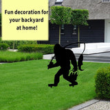 2025 Funny Bigfoot Garden Stake Metal Sign Art Yard Animal Decoration, Various Metal Sasquatch Black Big Foot Sculpture Outdoor Silhouette Statues for Garden Yard Patio Lawn (Fishing)