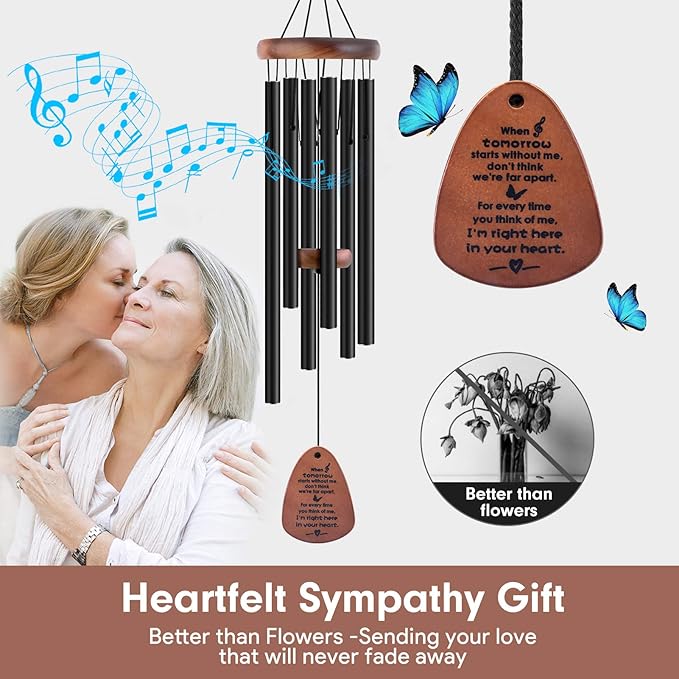 YOUNTASY Sympathy Wind Chimes , Bereavement/Memorial /Sympathy Gift in Memory of Loved One Loss of Mother Father Condolence Remembrance 32 Inch
