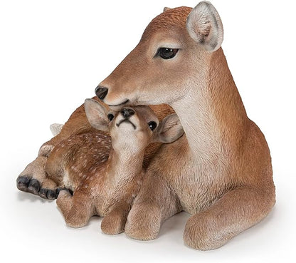 Cuddling Mother and Baby Deer Garden Statue