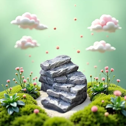 Curved Stone Steps Miniature Fairy Garden Accessories,Miniature Pond Lawn Garden Ornament Figurines, Micro Landscape Ornaments for Gardens DIY Kit Statues