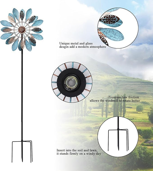 MUMTOP Decorative Metal Wind Spinner for Garden, Outdoor Patio, Lawn, Yard, Weather Resistant Kinetic Art