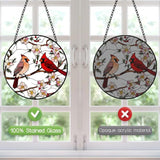 Cardinal Stained Glass Suncatcher Window Hanging - 8″ Handmade Red Bird Suncatchers for Windows Hanging - Sun Catchers Indoor Wall Decor Glass Panel with Hook -Cardinal Gift for Women Mom Bird Lovers
