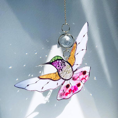 Yellow Acrylic Hummingbird Flowers Garden Suncatcher Window Hanging Crystal Prism Rainbow Maker Sun Catcher Ornaments Appreciation Thank You Gifts for Mom Grandma Sister Home Decor