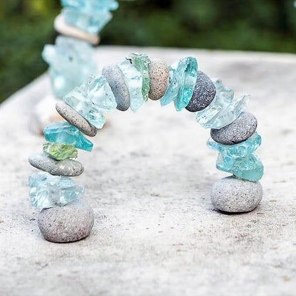 Garden Age Supply Mini Stone and Glass Rock Cairn Arch Sculpture - Decorative Home Accent - Zen Decor - Natural Art