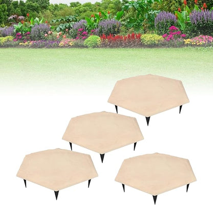 4Pcs Large Stepping Stones,Outdoor Stepping Stones with 24pcs Ground Stakes,Outside Flooring Pavers Decorative for Garden Yard Lawn Pathway Walk Way (Beige)