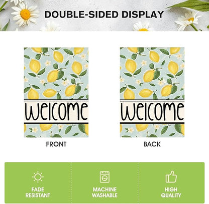AVOIN colorlife Summer Lemon House Flag 28x40 Inch Double Sided Outside, Welcome Seasonal Yard Outdoor Flag