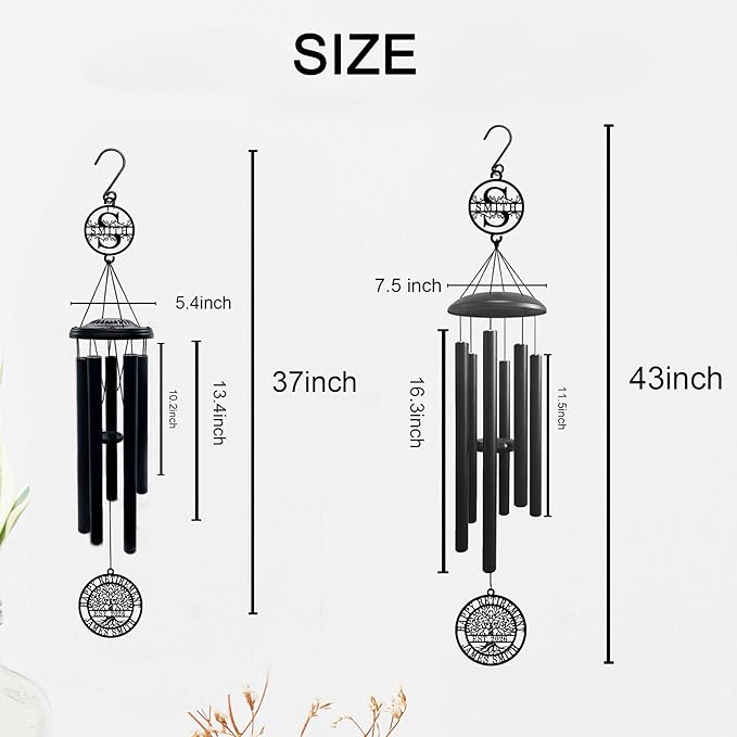 Personalized Retirement Gifts for Women Men - Custom 37" Tree of Life Wind Chimes with Name & Dates, Inspirational Retirement Gift for Teacher Nurse Coworker, Unique Garden Memorial Decor