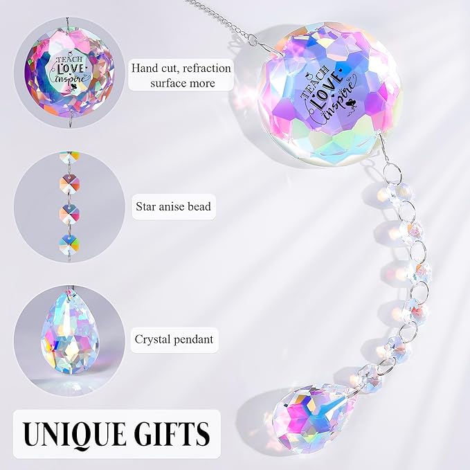 Teacher Gifts for Women, Teach Love Inspire - Suncatcher for Teacher Appreciation Gifts Home Office Bedroom Living Room, Sun Catcher Gift for Teacher Mothers Day Christmas Birthday
