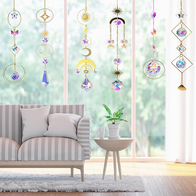 Lyukii 500 Pcs DIY Suncatchers Making Kits Craft for Adults Crystal Suncatchers for Window Hanging Sun Catcher with Chain Rainbow Maker Crystal Prisms Decor for Home Garden Party Wedding Ornament