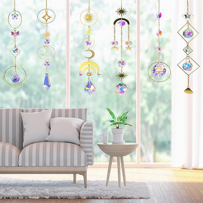 Lyukii 500 Pcs DIY Suncatchers Making Kits Craft for Adults Crystal Suncatchers for Window Hanging Sun Catcher with Chain Rainbow Maker Crystal Prisms Decor for Home Garden Party Wedding Ornament
