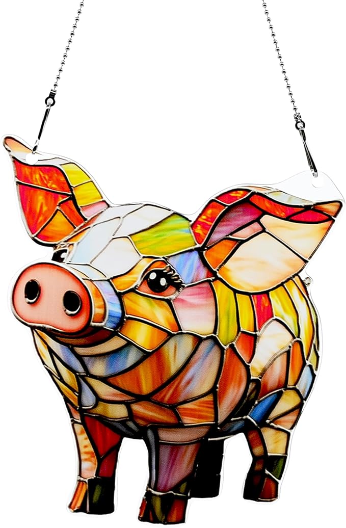 Cute Pig Ornaments Colorful Window Hanging Decorations Home Wall Decor for Indoor Outdoor