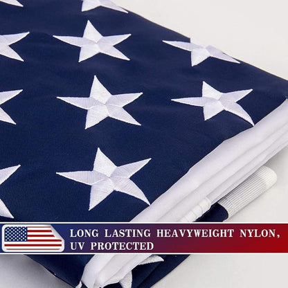 American Flag 3x5 ft - Embroidered Stars,Sewn Stripes, Durable Nylon,UV Protected,Brass Grommets,Perfect for Outdoor/Outside Use Heavy Duty US USA Flags
