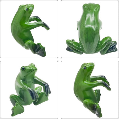 Mini Resin Frog Garden Statue Frog Flower Pot Hugger Figurines Planter Hanger Pot Plant Decoration Ornament for Fence Yard Lawn Balcony Patio Outdoor Indoor, for Family or Friends Gift