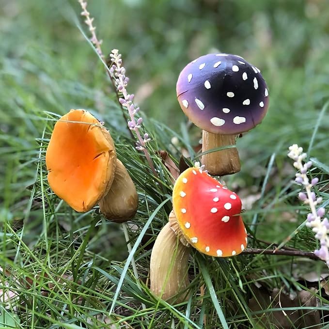Mushroom Garden-Decor Fairy Garden-Accessories - Outdoor Spring Patio Decor Waterproof Mushroom Statues Patio Lawn Flower-Bed Decorative Stake Gifts