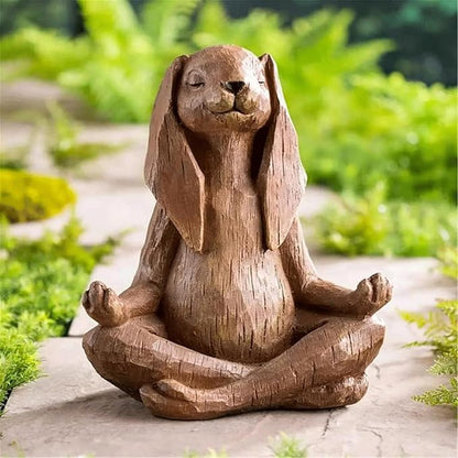 Garden Statues Garden Yoga Rabbit Meditating Rabbit Statue Bunny Meditation Sculpture Decoration with Look of Carved Outdoor Animal Yard Yard Ornaments Decor