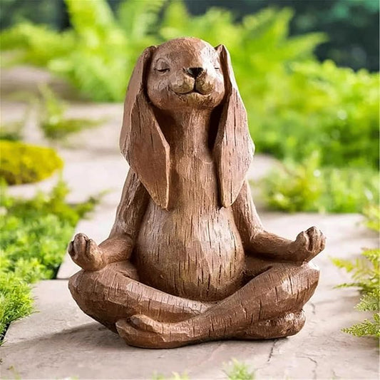 Garden Statues Garden Yoga Rabbit Meditating Rabbit Statue Bunny Meditation Sculpture Decoration with Look of Carved Outdoor Animal Yard Yard Ornaments Decor