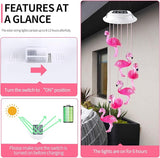 Solar Flamingo Flamingo Wind Chimes, Birthday Gifts for Mom Grandma Dad, IP65 Waterproof Memorial with 7 Color Changing LED Lights, Outdoor Decor Garden Yard Decorations
