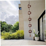 SamFansar 42.52 Inch Hanging Rain,Chain Rotating Fretwork Beads with Bell Rain Catcher for Gutters,Metal Drainage Rain Chain Pendant Downspout Tool for Outside, Decorative Your House and Garden Brown